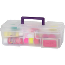AKM09912CLPUR Akro-Mills Supply Box, 6"x12"x4", Plastic, Clear/PurpleBOX,SUPPLY,12",CLR