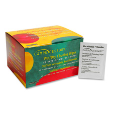 Compucessory 24218 CRT Clean and Dry Pads, 50 Pads/Pack