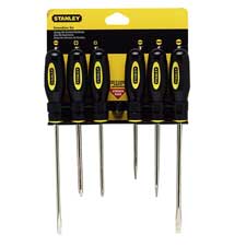 BOS60060 Stanley Bostitch Standard Screwdriver Set, 6/ST, Black/YellowSCREWDRIVERS,STNDRD,6PC