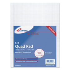 AMP22004 AMPAD Corporation Quadrille Pad, 8-1/2"x11", 20lb, 6 Sq.In. Ruling, WhitePAD,QUAD,6SQ/IN,8.5X11,WE