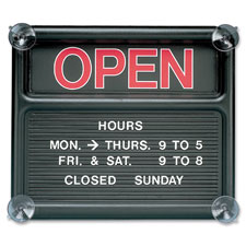 Quartet 81301 Open/Closed Sign, 318 Characters F/Custom Msgs, 14'' x 12'', BK