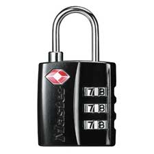 Luggage Lock, TSA Accepted, Combination, Metal, Black