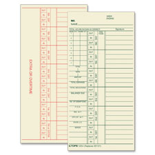 TOP 1254 Tops Green Reg/Red Overtime Weekly Time Cards TOP1254