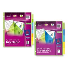 AVE 11906 Avery Plastic 2-Pocket Insertable Tab Dividers AVE11906