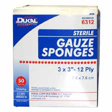 Sterile Sponge Gauze, 12-Ply, 3
