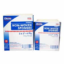 Nonwoven Sponges, Sterile, 4-Ply, 2