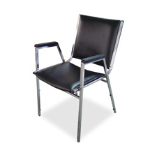 Lorell 62504 Stacking Chair, w/Plastic Arm, 20-3/4'' x 20-3/8'' x 35-5/8'', Black