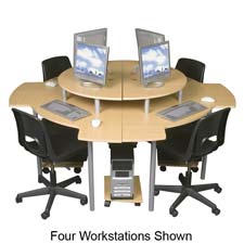 BLT89833 Balt, Inc. Crnr Workstation,CPU Stand w/Cstrs,55-1/2"x39-1/4"x42",TeakWORKSTATION,CORNER,TK/SIL