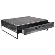 Monitor Stand,Punched Metal,w/ Cord Orgnrz./Hub Cmptble.,BK