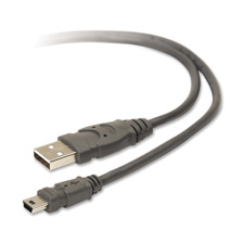 BLKF3U138V06 Belkin Components USB Mini-B Cables, 6' Cord, 5-Pin, GrayCABLE,USB-A/MINI5P-B PRO