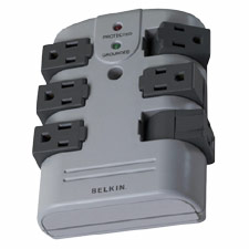 BLKBP106000 Belkin Components Surge Protct.,Wall mount,6 Rotating Outlets,1080 Joules,GraySURGE,6OUT,1080J,WALLMT
