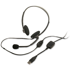 Mid-size USB Headset,w/Flexible Mic,Adjust Headband,Black