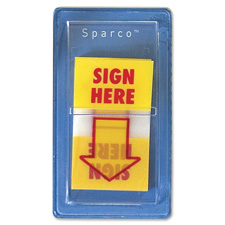 Sparco 19257 Remov. Flags, w/Pop-up Disp, ''Sign Here'', 1'' x 1-3/4'', 100/PK, YW
