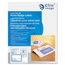 ELI26925 Elite Image Name Badge Labels,Laser/Inkjet,3-3/8"x2-1/3",400/BX,WE BrdrBADGE,NAME,LSR,2-1/3X3-3/8