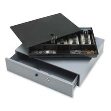 Cash drawer,w/ removable tray,17-3/4"x15-3/4"x3-3/4",gray, sold as 1 each