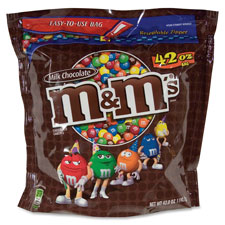 AVTSN22905 Advantus Corp. Plain M&M, w/ Zipper on Bag, 45 oz, Milk ChocolateCANDY,M&M,PLAIN,45OZ,ZIPPR