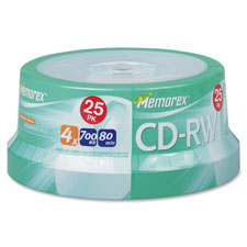 MEM 03412 Memorex Branded Rewritable 4X CD-RW Spindle MEM03412