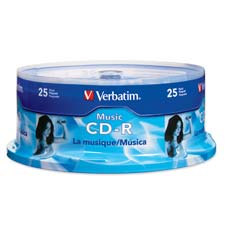 VER96155 Verbatim Corporation CD-R, 40X, 700MB/80Min, Branded, 25/PKCD-R AUDIO 25PK