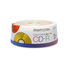 MEM04627 Memorex CD-R, 48X, 700MB/80Min, Spindle, 25/PK, Cool ColorsCDR8048X COOLCLR25PK