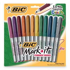 BICGEPMAP12AST Bic Corporation Permanent Mrkrs,Fine Tip,Fade-resist.,12/ST,Earthly Express.MARKER PERM, EARTHTONE SET