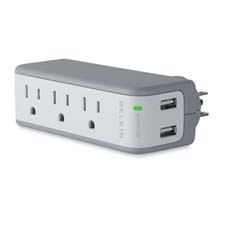 BLKBZ103050TVL Belkin Components Mini Surge/USB Charger, 3 AC Outlets, 2 USB Outlets, WhiteCHARGER,SURGE,USB,MINI