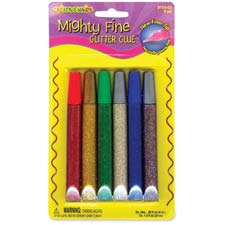 Glitter Glue Pen, 6/PK, Assorted