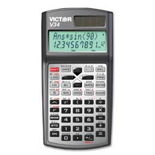 Victor Technologies V34 10-Digit Scientific Calc, Dual Power, 3-1/4'' x 6-1/4'' x 3/4'', BK, VCTV34, VCT V34