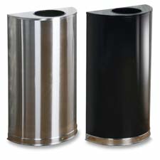 RCP SO1220PLBK Rubbermaid 12 Gallon Half Round Steel Receptacle RCPSO1220PLBK