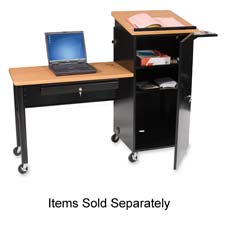 BLT27537 Balt, Inc. Lecture Station Lectern, Box 1/2, 58-1/2"x2-1/4"x43", BK/TKSTATION,LECTERN W/DSK,BK/TK