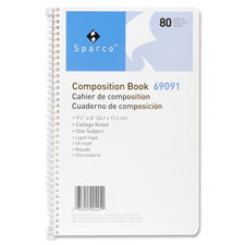 Notebooks, Pads & Filler Paper, SPR 69091 Sparco College Ruled 80 Sheet Composition Book SPR69091