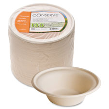 BAU10222 Baumgarten�s Sugar Cane Bowl, Biodegradable, 12 oz., 100/PK, WhiteBOWL,SOUP,CONSERVE