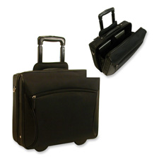 BND746027BLK Bond Street, LTD. Leather Trim Rolling Case, 17"x6-3/4"x14", BlackCASE,COMPUTER,WHLS,BLK