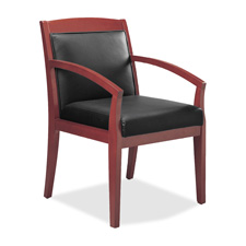 Mayline VSCABMAH Guest Chairs, 21'' x 23'' x 34'', Black Leather/Mahogany, MLNVSCABMAH, MLN VSCABMAH