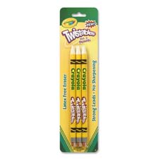 Twistable No 2 Pencil,Latex free Eraser,2mm,3PK,Yellow