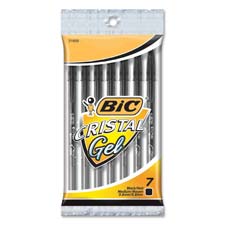 BICRNVP71BK Bic Corporation Gel Ink, .8mm Point, 7/PK, BlackPEN, GEL, CRISTAL,,7 PK,BK