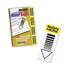 Kleer Fax 67000 Docu-Flages, ''Sign Here'', 2'' x 3-3/4'', 160 Ct, Yellow/Translucent