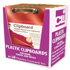 Charles Leonard 89770CD Plastic Clipboard, Letter Size, 12/DS, Neon Assorted, LEO89770CD, LEO 89770CD