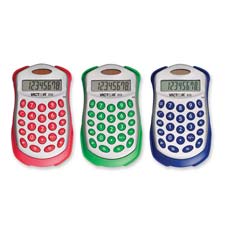 Calculator,8-dgt,solar/battery backup,2-1/4"x4-1/2"x1/2",ast, sold as 1 each