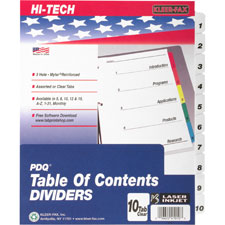 KLF KLE41905 Kleer-Fax 3-HP 1-8 Tab Index Dividers KLFKLE41905
