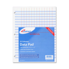 AMP22203 AMPAD Corporation Data Pad,12 Columns,3HP,Med. Wt.,8-1/2"x11-1/2",50 SheetsPAD,DATA,3HP8.5X1112COLWE