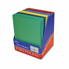 AMP3615090 AMPAD Corporation Portfolios, 2 Pockets, Letter, 100/DS, AssortedPORT,2PK, AST,100CT,DY