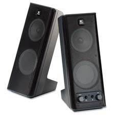 Speaker System,for PC/MP3/CD Player,3.5mm,10 Watts,Black