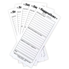 Safco 4231 Suggestion Card Refills, 25/PK, White, SAF4231, SAF 4231