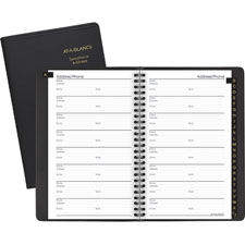 AT A GLANCE 80-011-05 Telephone/Address Book, Wirebound, A-Z Tabbed, 8'' x 5'', Black, AAG8001105, AAG 80-011-05