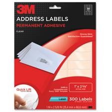 MMM 3400D 3M Permanent Laser Film Address Labels MMM3400D