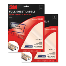 MMM 3500-L 3M Perm. Full Sheet Inkjet Clear Adhesive Labels MMM3500L
