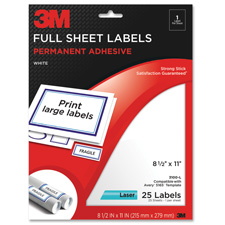 MMM 3100M 3M Permanent Full Sheet Laser Adhesive Labels MMM3100M