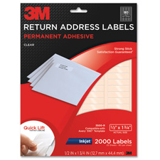 MMM 3500R 3M 2000 Permanent Inkjet Return Address Labels MMM3500R
