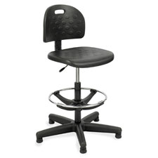 Safco 6680 Workbench Chair, 5 Casters, 25'' x 25'' x 39-49'', Black