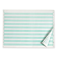 Tops 5538 Computer Paper, Carbonless, 2-Part, 15lb, 1650 Sh/CT, Green Bar, TOP5538, TOP 5538